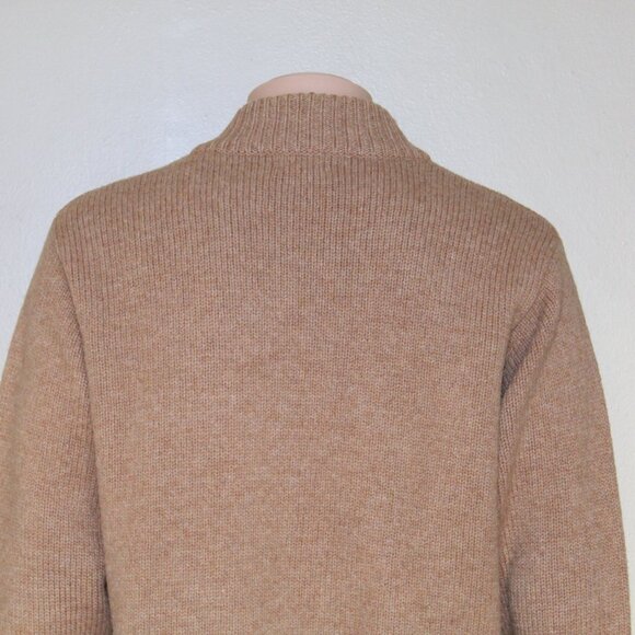 Vintage 80s L.L. Bean Tan Shetland Wool Full Zip Sweater Pockets Men's L Reg - Picture 4 of 7